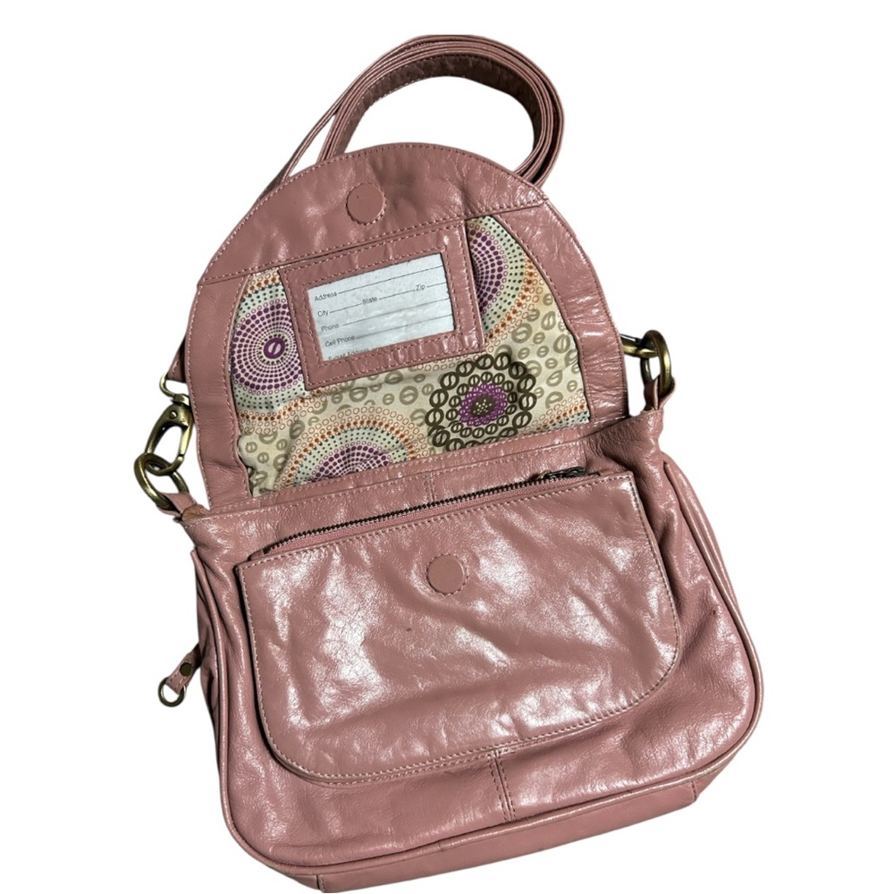Latico Leather Crossbody Purse Floral Lining In Pink - Picture 4 of 6